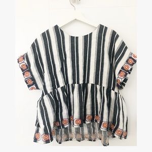 Anthropologie Maeve Boho Peplum Top w Tassel